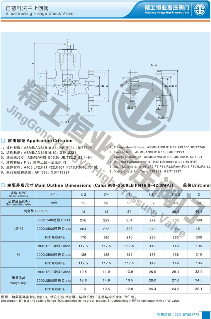 自密封法兰止回阀 自密封法兰止回阀