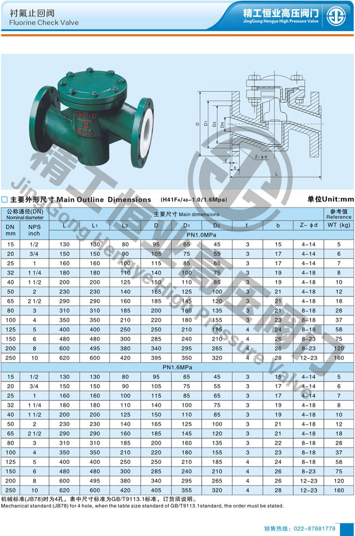 衬氟止回阀 衬氟止回阀