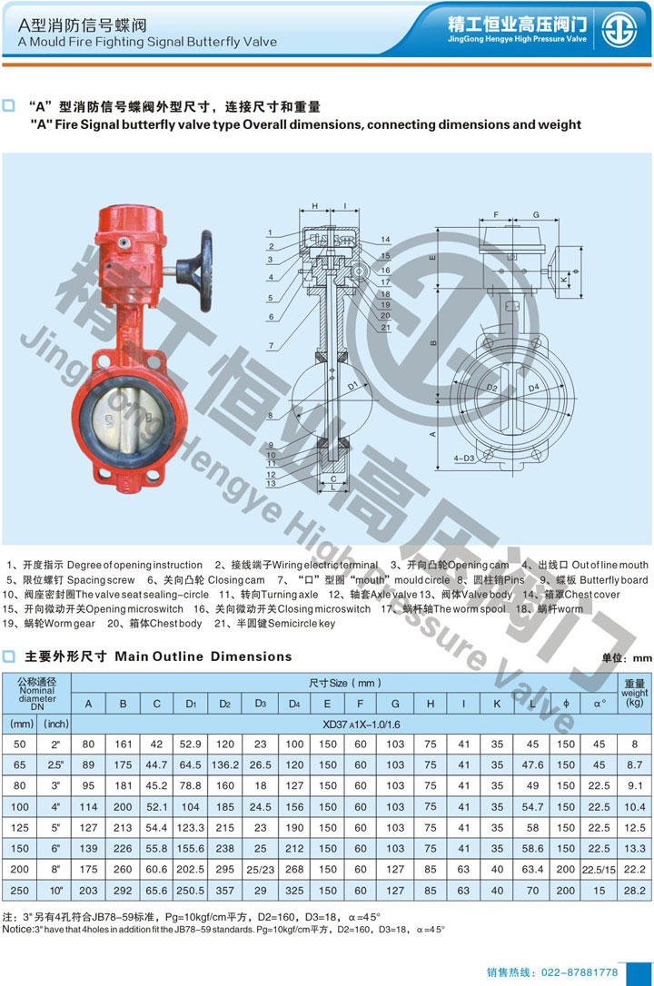 A型消防信号蝶阀 A型消防信号蝶阀